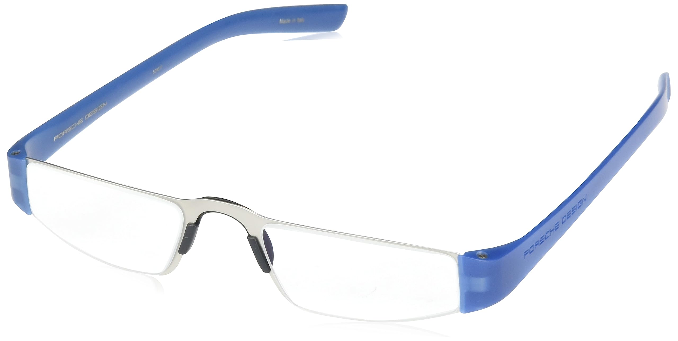 Porsche Design P8801 Iconic Reading Glasses - Silver & Blue Frame, 1.00 Magnification - Stylish Eyewear for Reading, Work, and Everyday Use