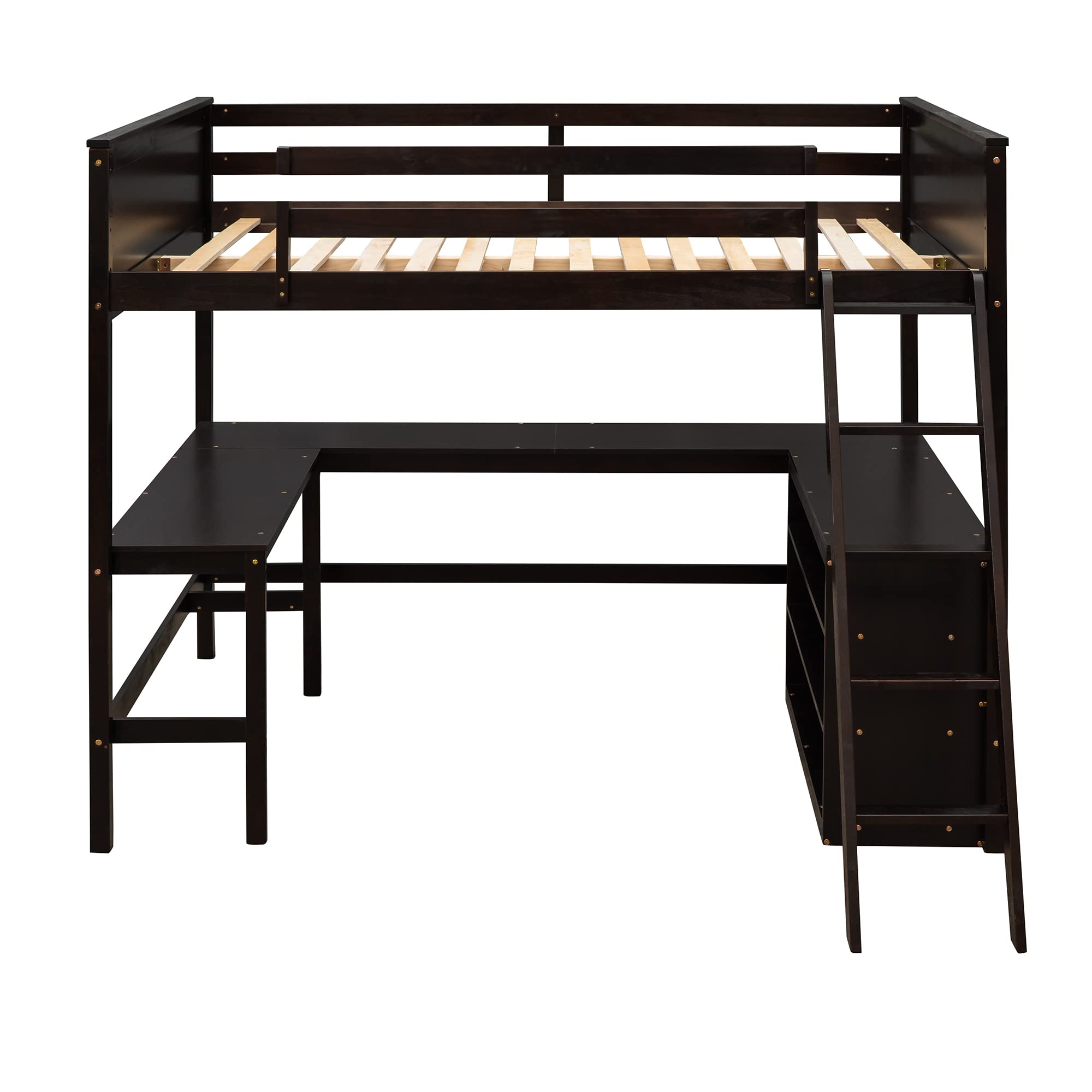 Wooden Loft Bed with Desk & Storage - Harper & Bright Designs for Kids & Teens - Space-Saving Study & Sleep Solution