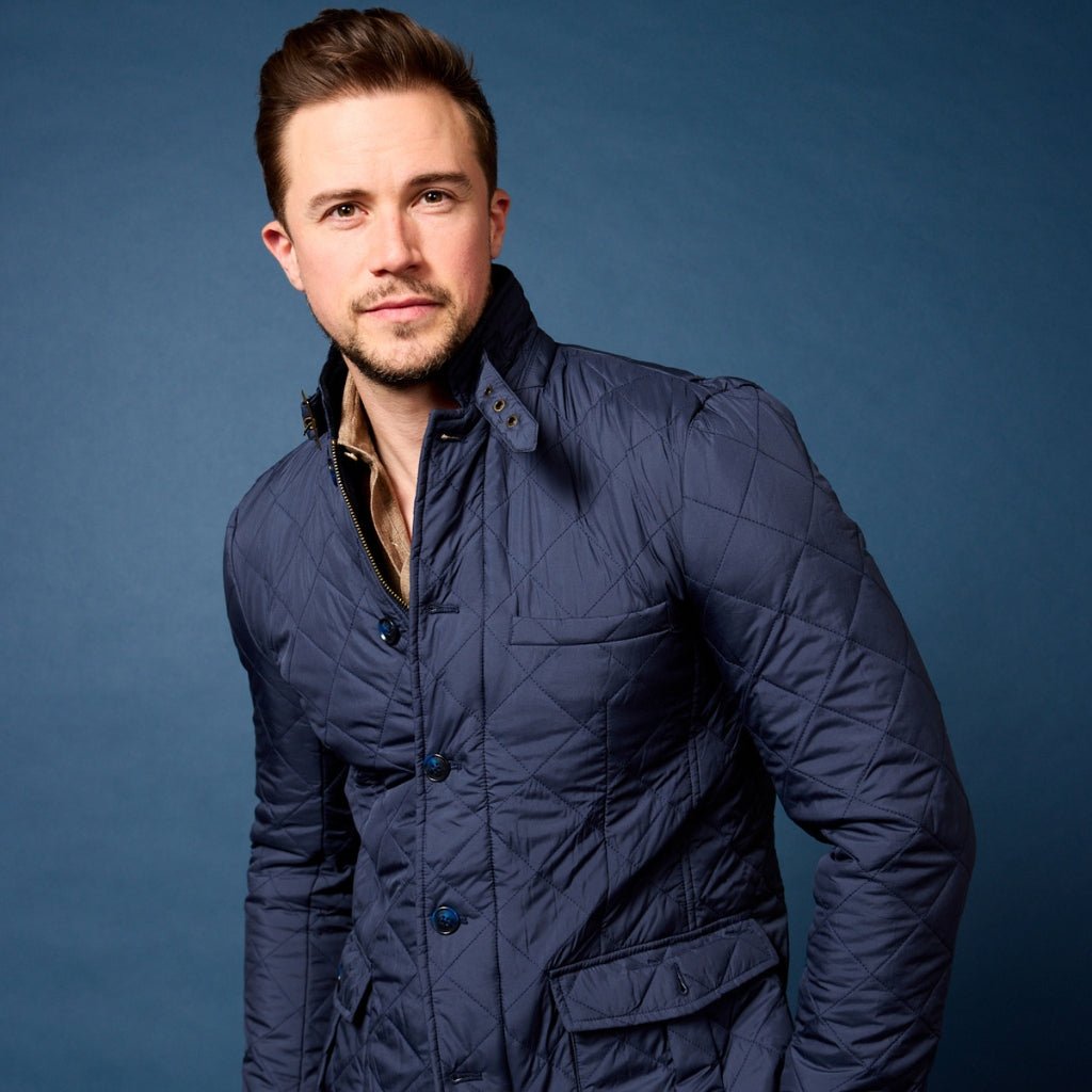 BEAUCAIRE James Quilted Jacket for Men - Navy Blue Lightweight Puffer Coat, Winter Warm Quilted Outerwear for Casual Wear, Outdoor Activities & Travel