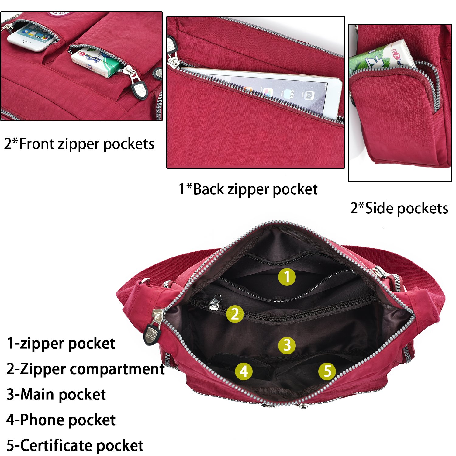 **Chikencall Women's Crossbody Bag – Waterproof Nylon Shoulder Purse with Multiple Pockets, Lightweight & Stylish for Everyday Use, Travel, and Work**