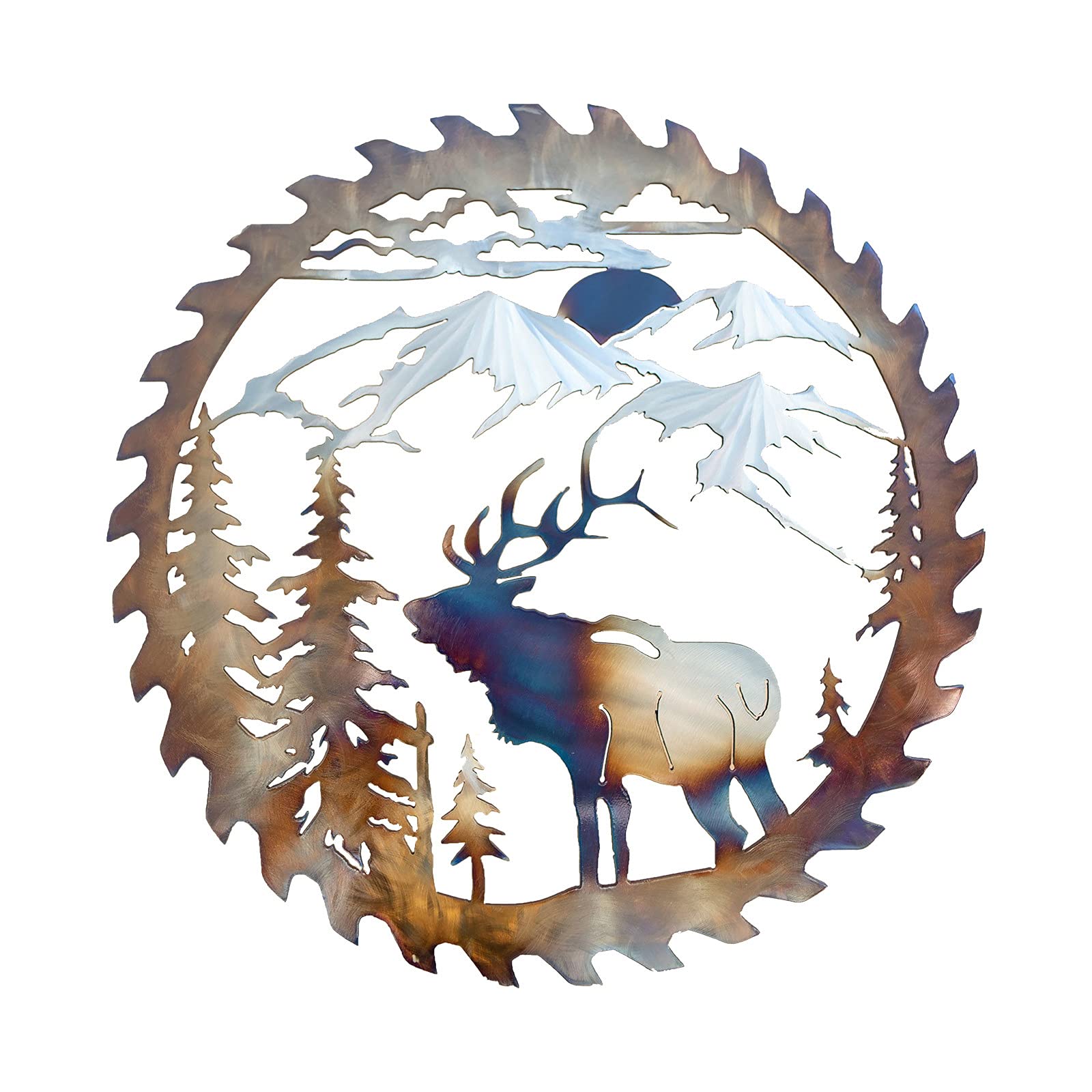 Whitetail Welcome Sawblade Metal Wall Art - Rustic Home Decor for Bedroom, Garden, Patio, Balcony, Kitchen, Farmhouse & Bathroom - Perfect for Country Style Living Spaces