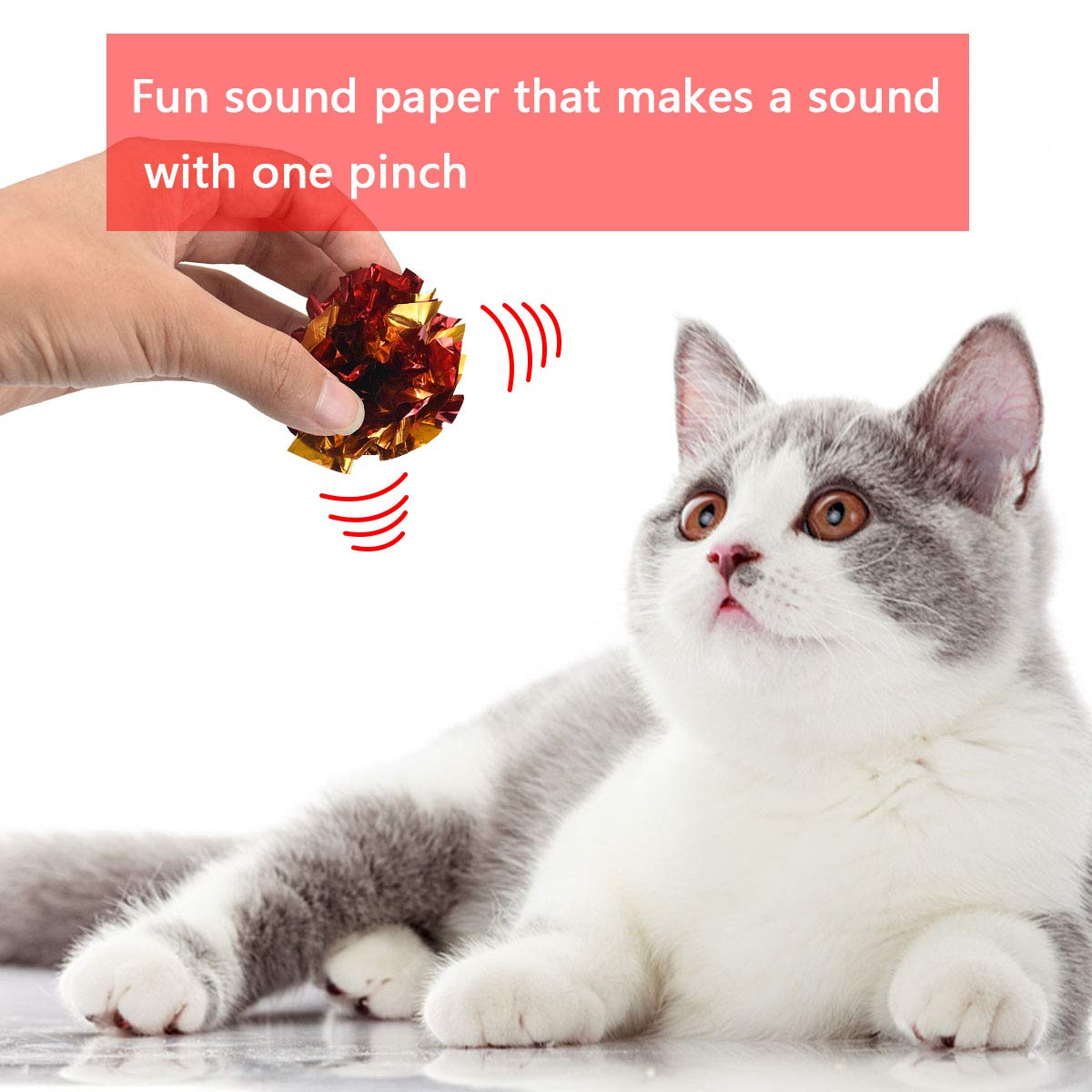 20PCS Colorful Crinkle Cat Toys with Rustle Sound - Interactive Mylar Balls for Kittens & Small Dogs | Fun Playtime, Exercise & Stress Relief for Indoor Pets