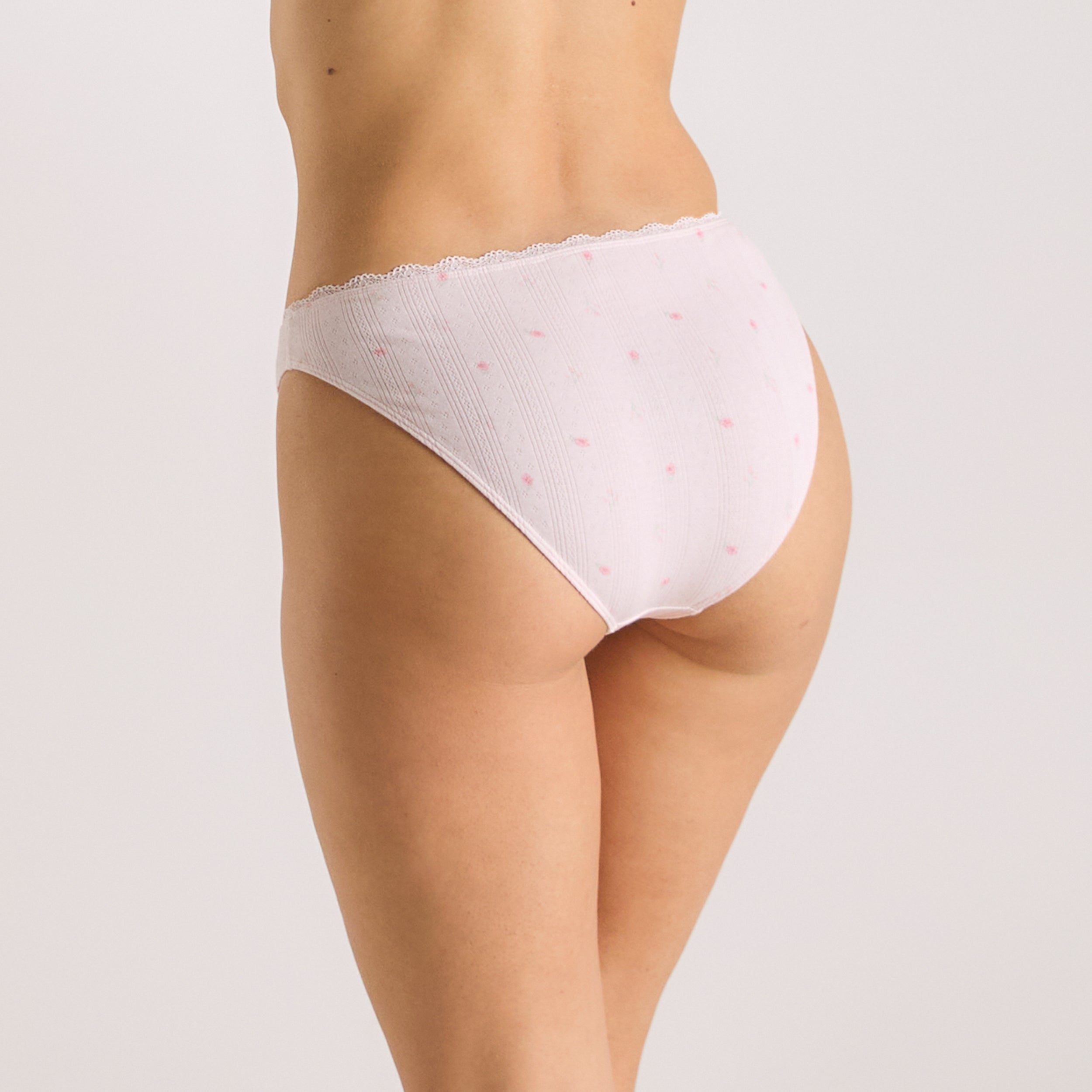 Pointelle Briefs for Women - Soft Pink Floral Underwear | Comfortable Cotton Panties for Everyday Wear & Sleep