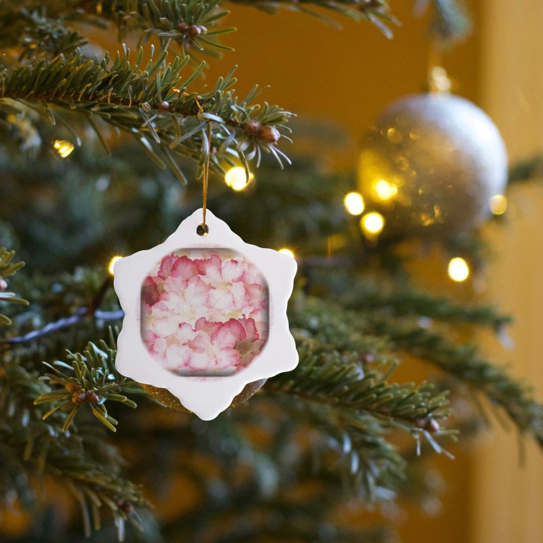 3D Rose Pink and Red Rose Petals Snowflake Ornament - Christmas Tree Decoration, Holiday Home Decor, Winter Gift Idea