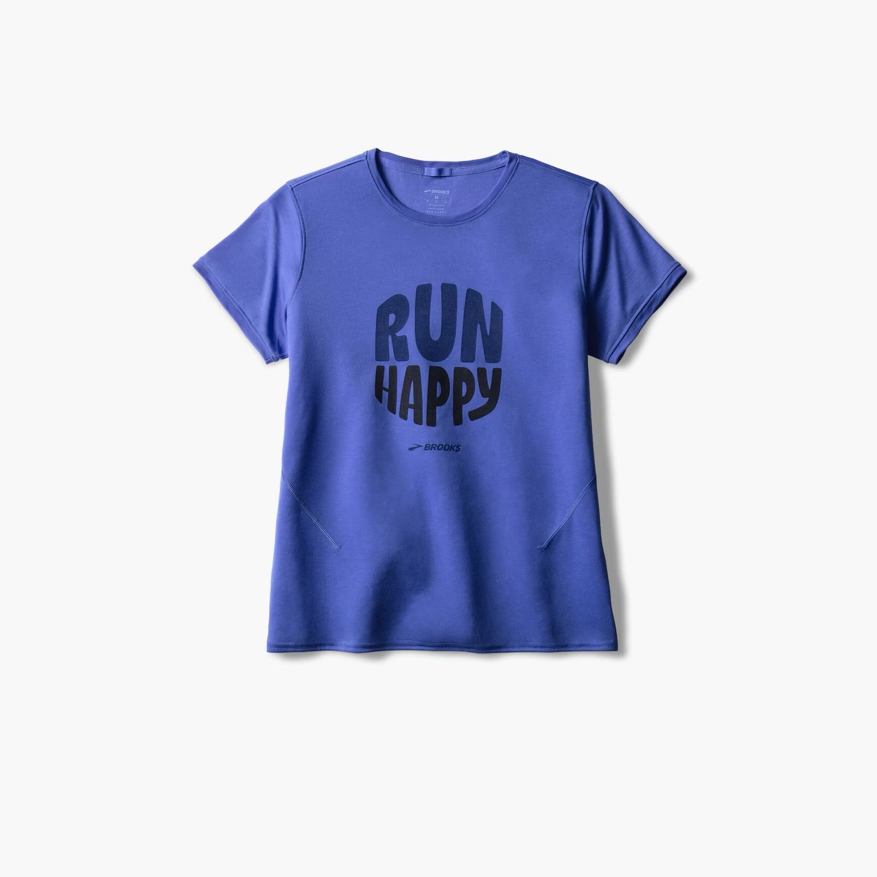 Women's Running Short Sleeve Shirt - Nike Distance 3.0 (Bluebell/Run Happy) for Marathon Training & Outdoor Workouts