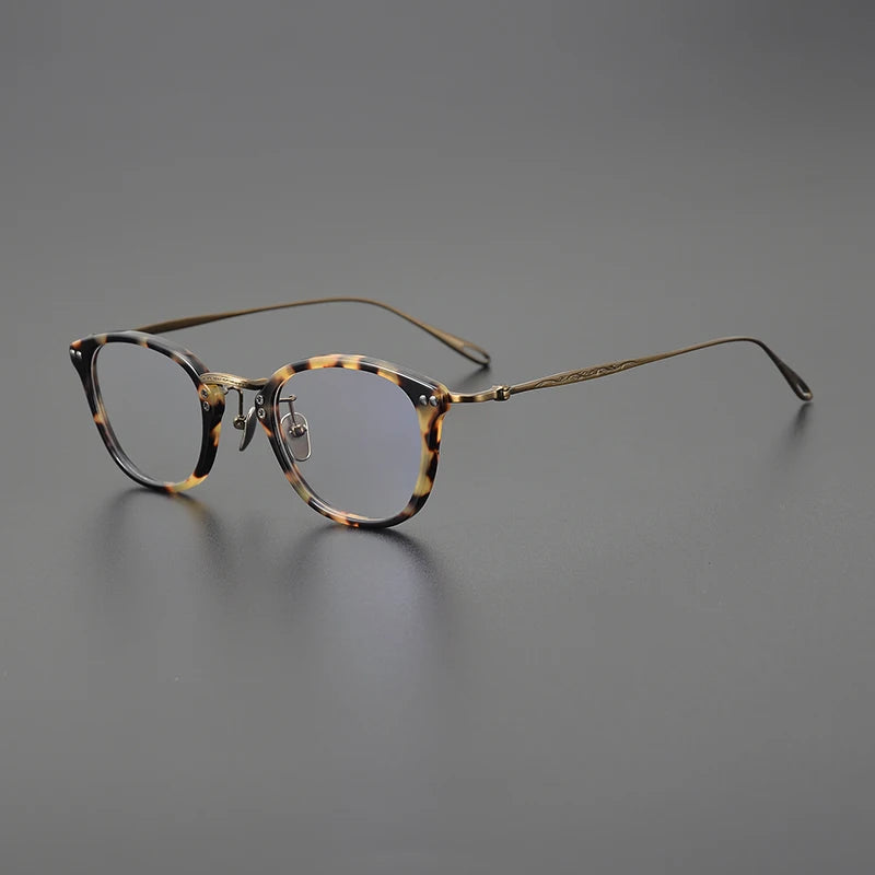 Unisex Black Full Rim Square Titanium Acetate Eyeglasses Frame 65955 - Stylish & Durable for Work, Reading & Everyday Wear