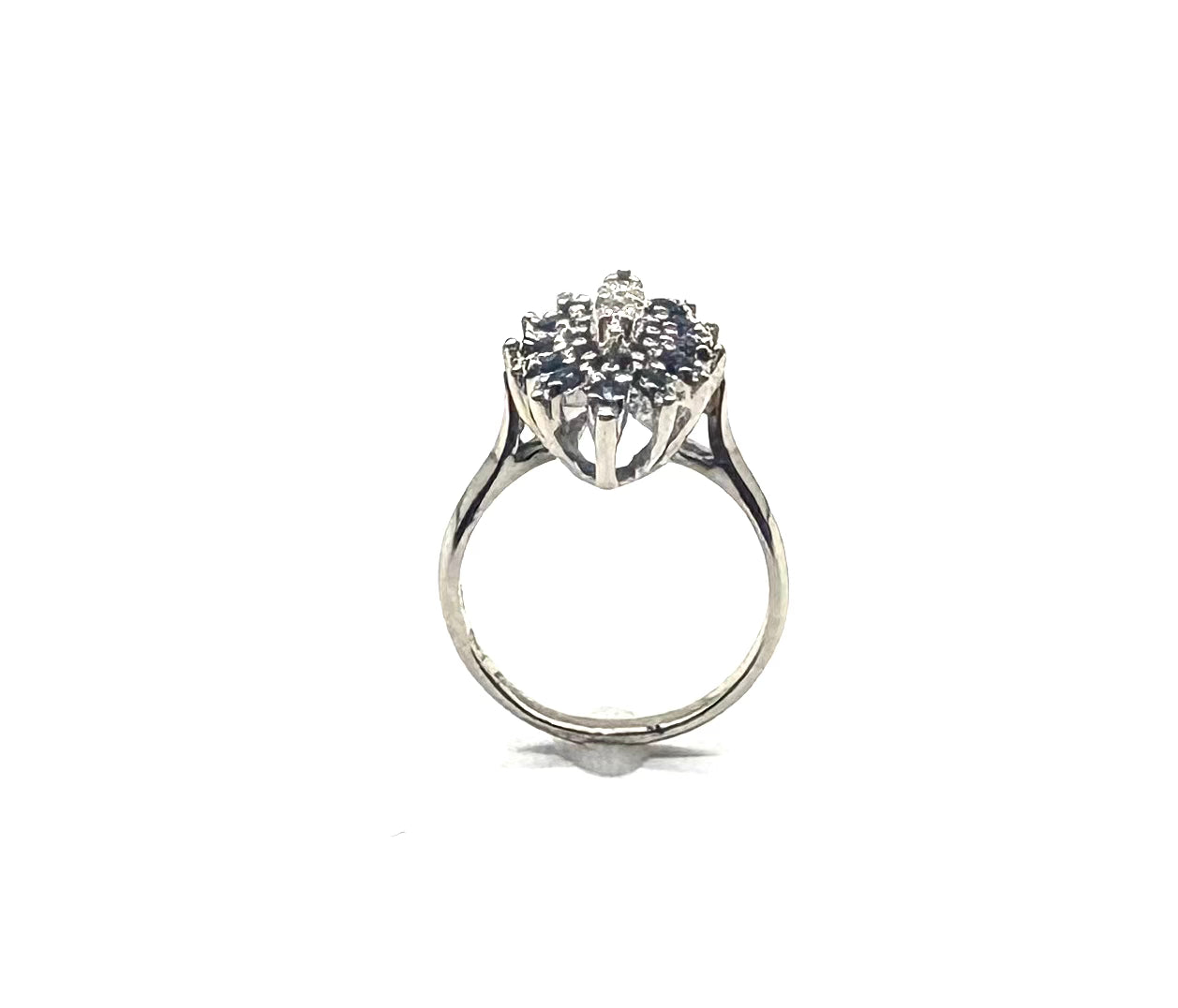 14K White Gold Diamond Sapphire Halo Engagement Ring for Women - Elegant Wedding Band, Anniversary Gift, Promise Ring for Her