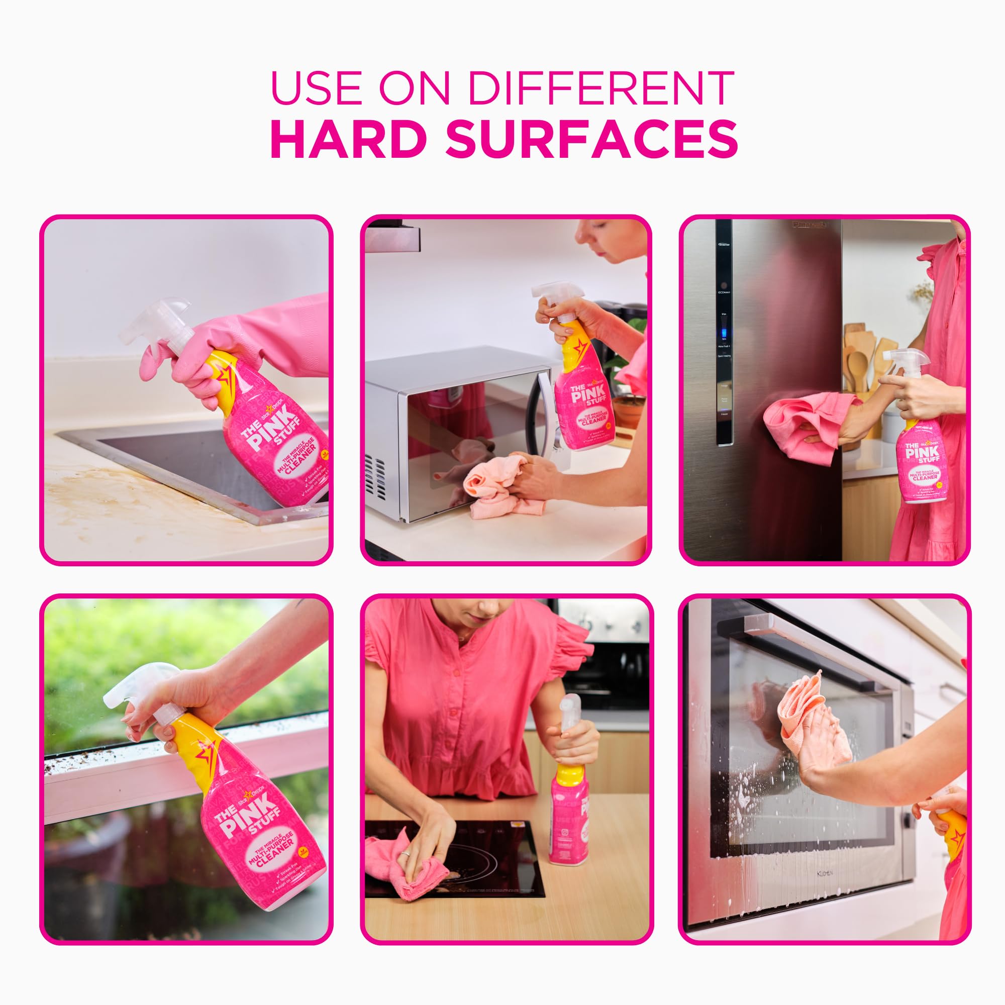 Stardrops The Pink Stuff Miracle Multi-Purpose Cleaning Spray 750ml (3-Pack) - All-Purpose Cleaner for Kitchen, Bathroom, Stainless Steel & More - Powerful Degreaser & Stain Remover for Tough Cleaning Jobs