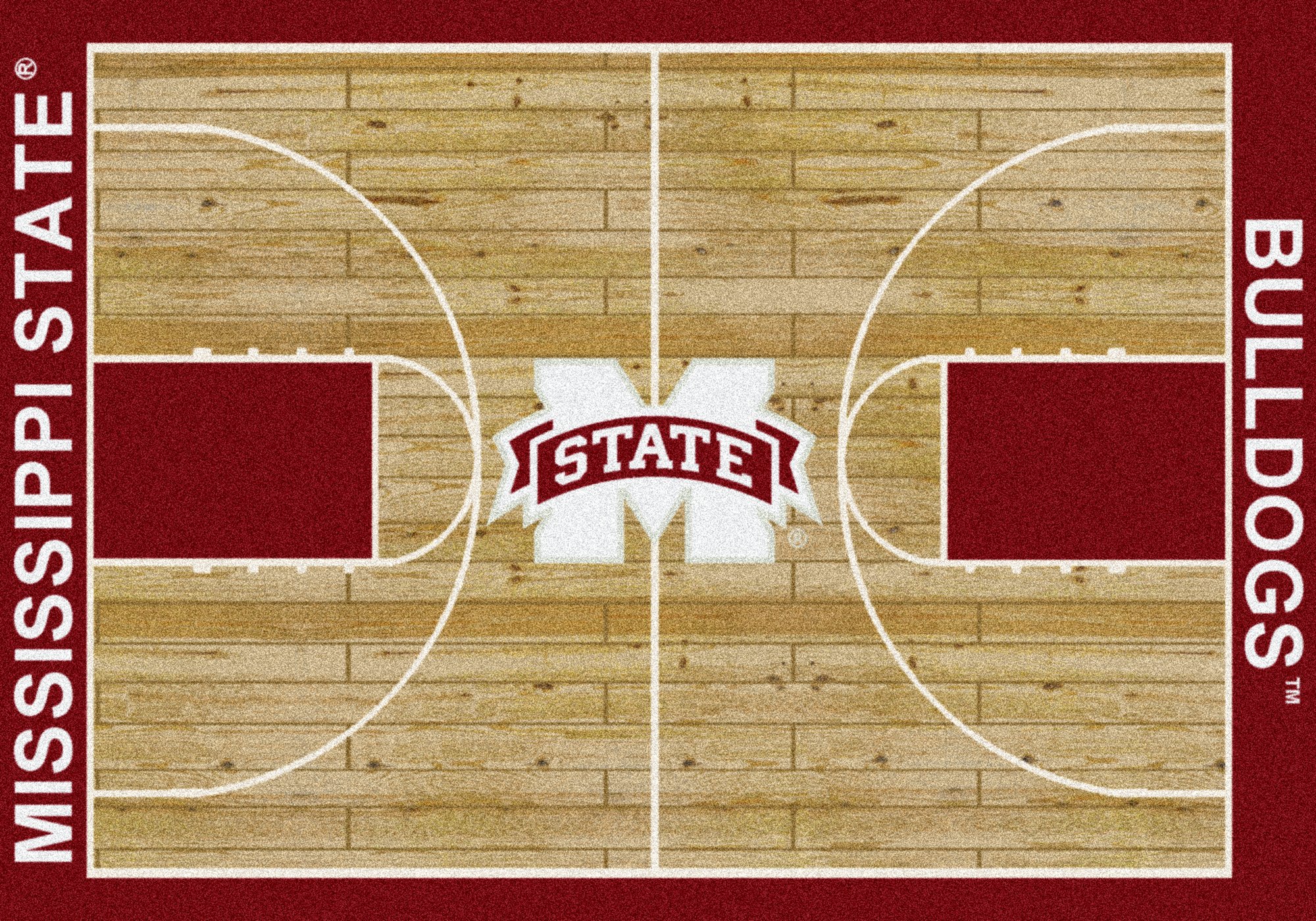 Mississippi State Bulldogs NCAA College Team Logo Floor Mats - Non-Slip Home Gym Rug for Basketball Fans & Game Room Decor