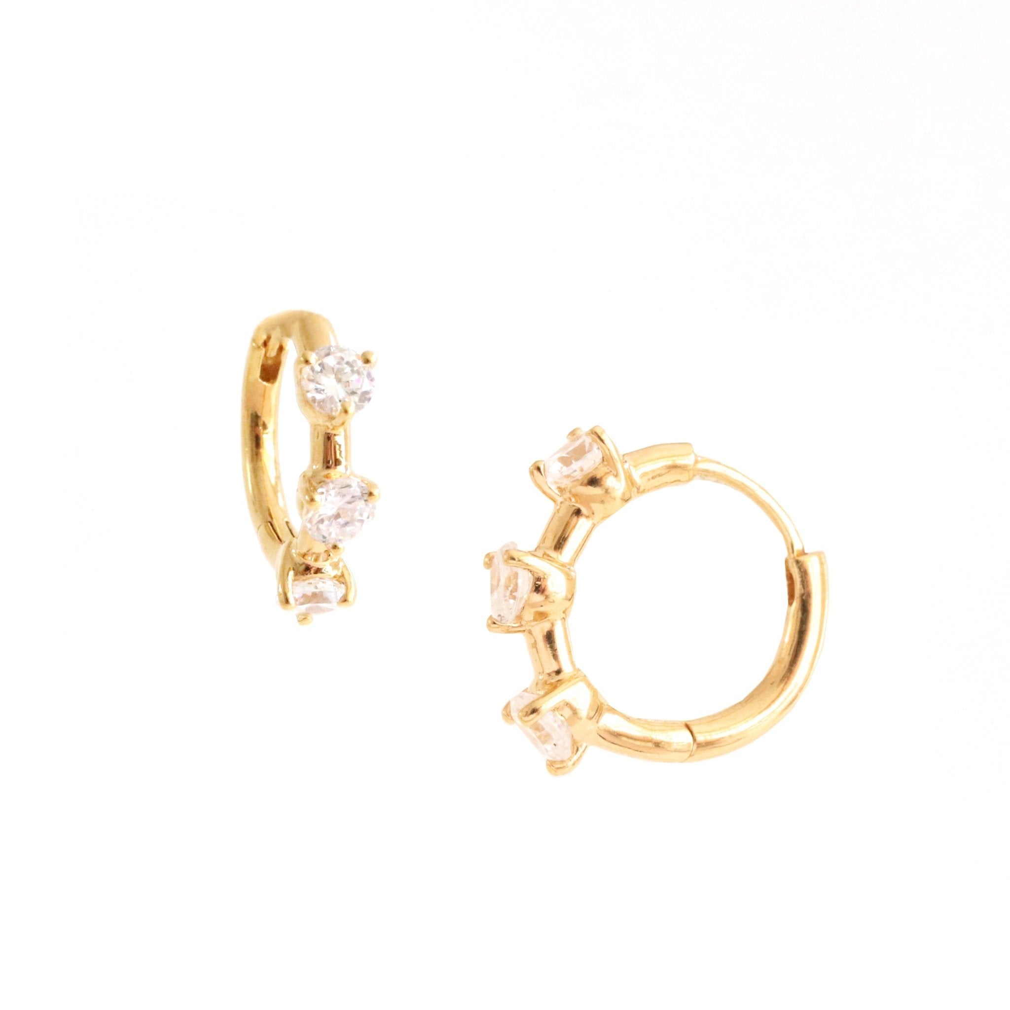 Scattered Love Huggie Hoops Earrings - 14K Gold Plated Cubic Zirconia Huggie Earrings for Women, Perfect for Date Night & Special Occasions