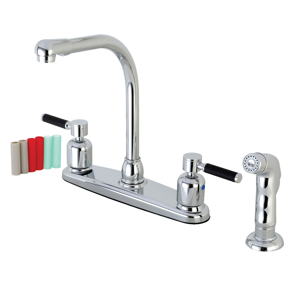 Kingston Brass FB755DKLSP Kaiser 8-Inch Centerset Kitchen Faucet with Pull-Out Sprayer - Perfect for Modern Kitchens, Dishwashing & Food Prep