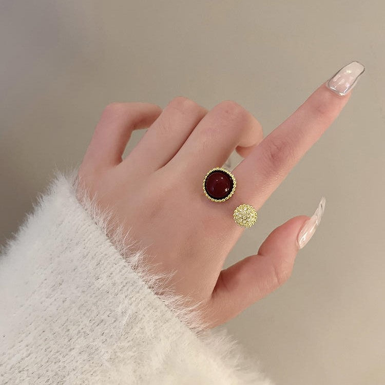 Art Deco Open Cuff 2 Stone Rings for Women - Vintage Style Adjustable Statement Jewelry - Perfect for Parties, Weddings & Special Occasions | HR870