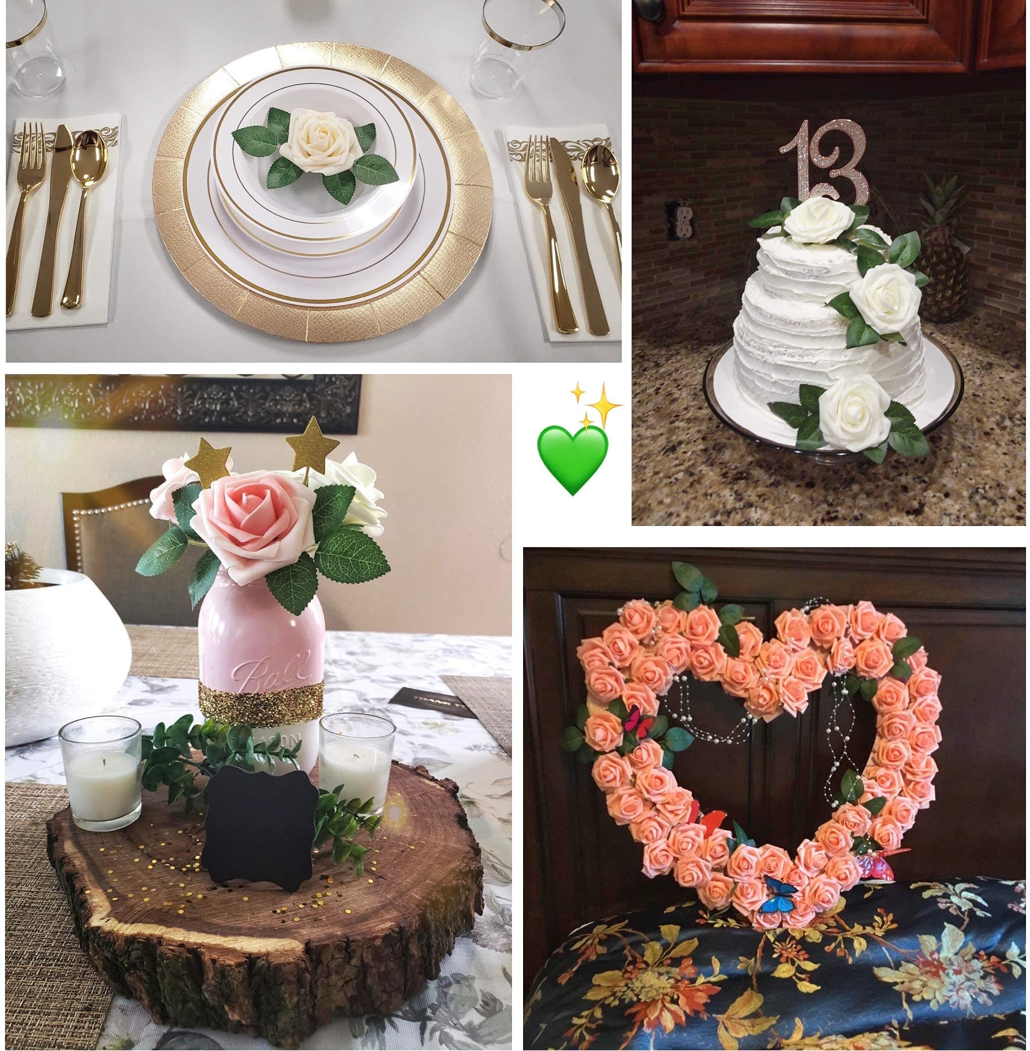 60pcs Artificial Rose Leaves - Bulk Fake Greenery for DIY Wedding Bouquets, Centerpieces, Party Decorations, Wreaths & Garlands - Perfect for Wedding, Home, and Event Decor