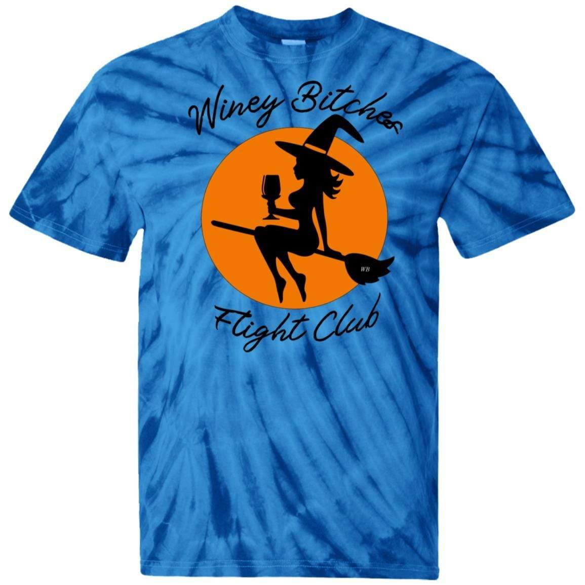WineyBitches.Co Winey Bitches Flight Club 100% Cotton Tie Dye T-Shirt for Women | Soft & Comfortable Casual Tee | Perfect for Wine Tasting, Girls Night Out & Summer Festivals