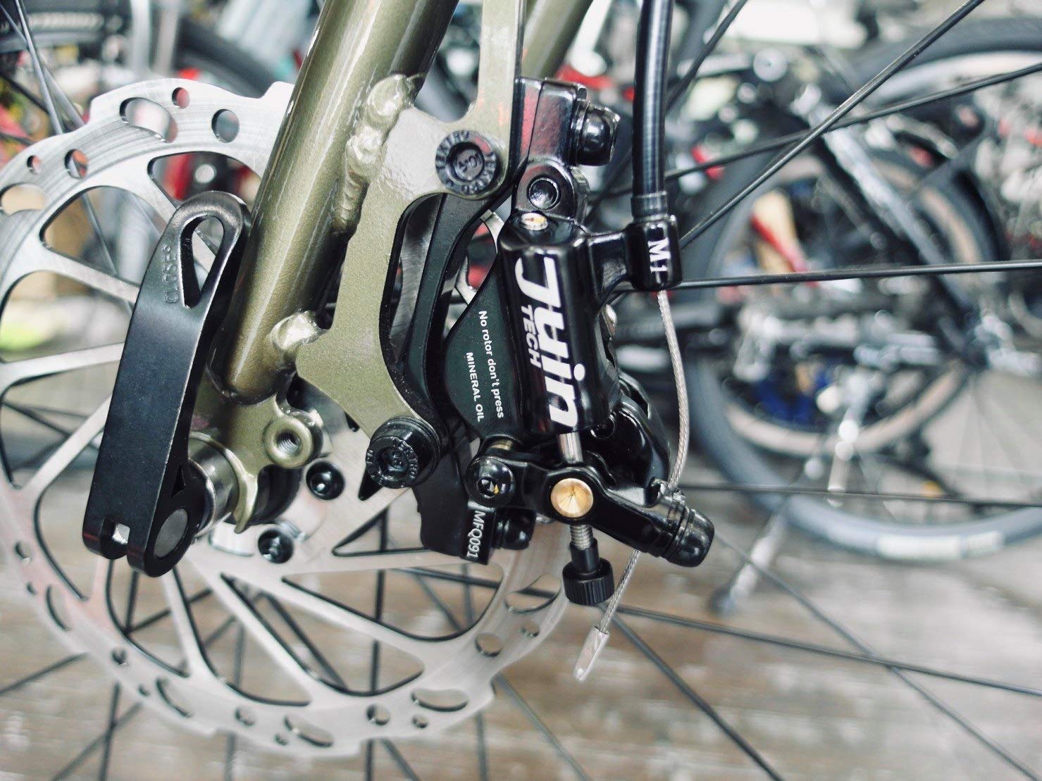 Juin Tech M1 Hybrid Hydraulic Disc Brake Caliper Set - Ultra Powerful Cable Actuated Brakes for Road, Mountain, Cyclocross, Gravel, E-Bike & Folding Bikes | Perfect for Commuting, Trail Riding & Electric Bike Upgrades