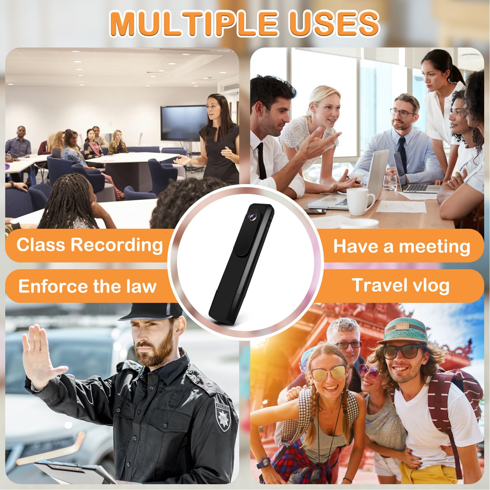1080P HD Body Camera with Loop Recording - Mini Wearable Pocket Camera for Meetings, Travel & Outdoor Activities - No WiFi Needed Portable Video Recorder for Security, Evidence & Vlogging