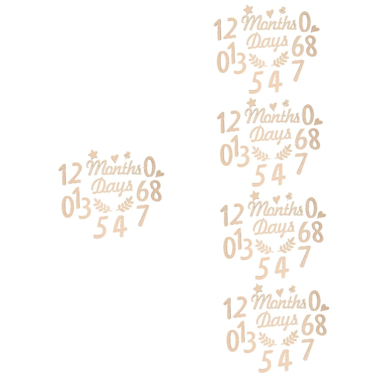 Toyvian 5 Sets Wooden Baby Milestone Cards - Monthly Growth Photo Props for Newborns & Infants | Perfect for Baby Shower Gifts, First Birthday Decorations & Monthly Photo Shoots