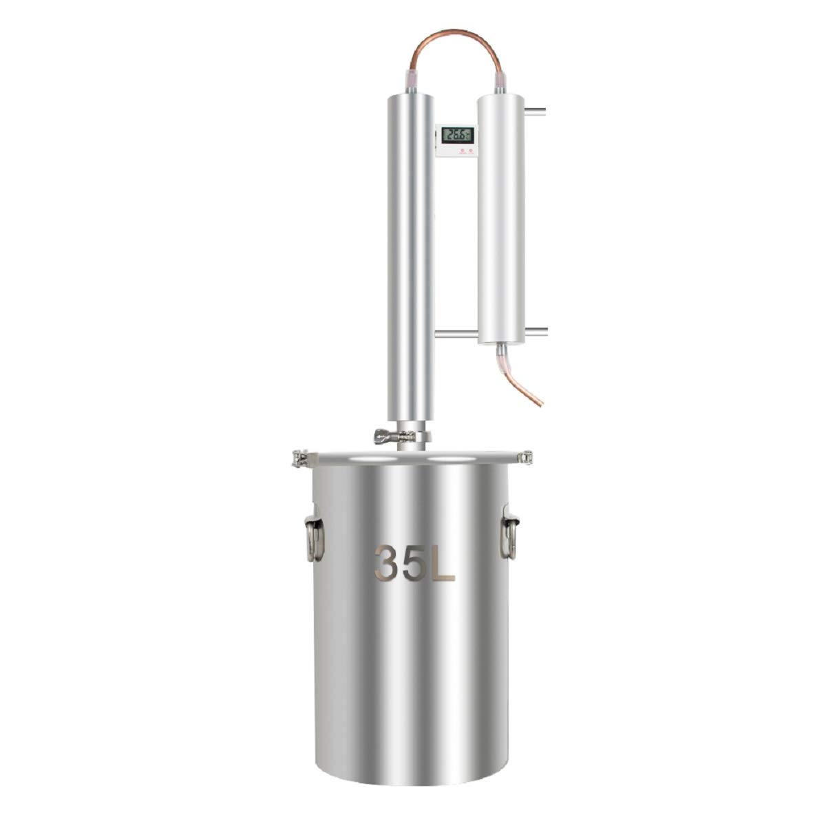 35L Stainless Steel Alcohol Distiller Kit - Essential Oil Boiler, Whiskey Thumper Keg & Wine Fermenter Tank for Home Brewing, Moonshine & Spirits Making - Perfect for DIY Distilling, Craft Cocktails & Small Batch Production