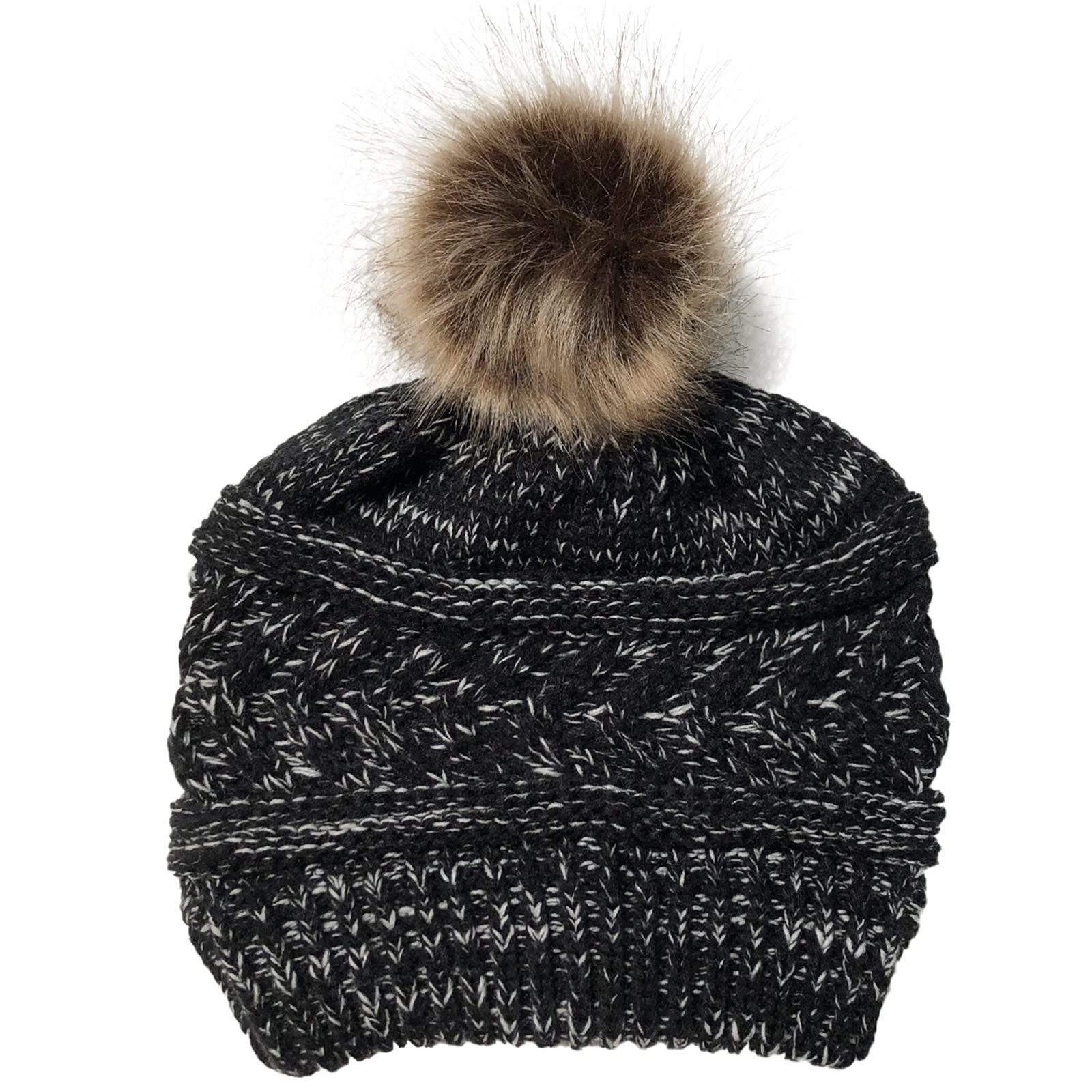Crochet Knit Peaked Cap for Women & Men - Solid Plush Winter Hat with Earmuffs - Outdoor Beanie for Cold Weather Hiking, Skiing, and Snow Activities (White)