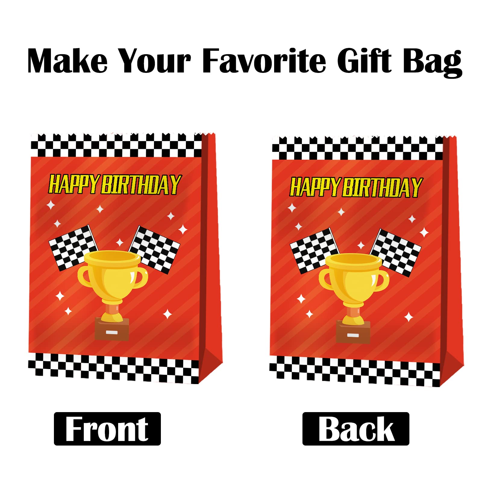 24 Pcs Race Car Party Supplies - Boys Race Car Gift Bags, Cars Theme Birthday Decorations, Racing Party Favors for Kids, Perfect for Race Car Birthday Parties and School Events