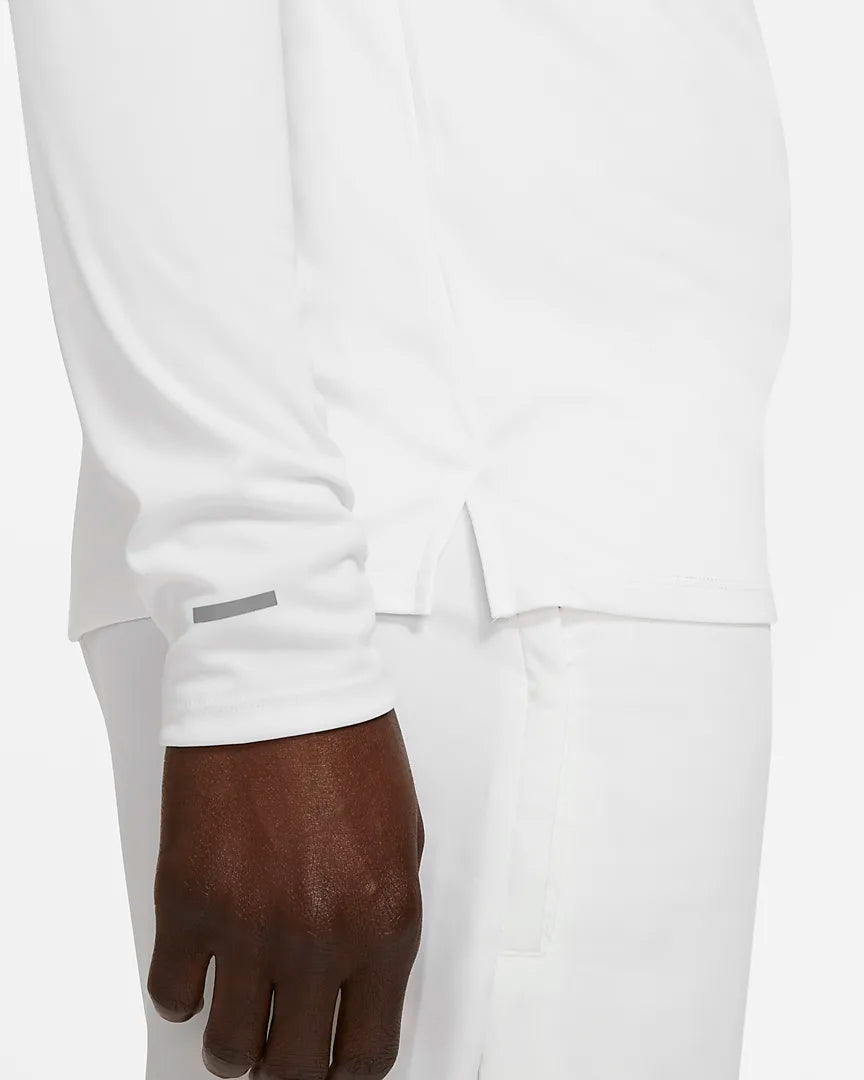 Nike Men's DRI-FIT Miler Long Sleeve Running Shirt - Moisture-Wicking, Breathable Workout Top (100% White) - Perfect for Jogging, Gym Training & Outdoor Sports