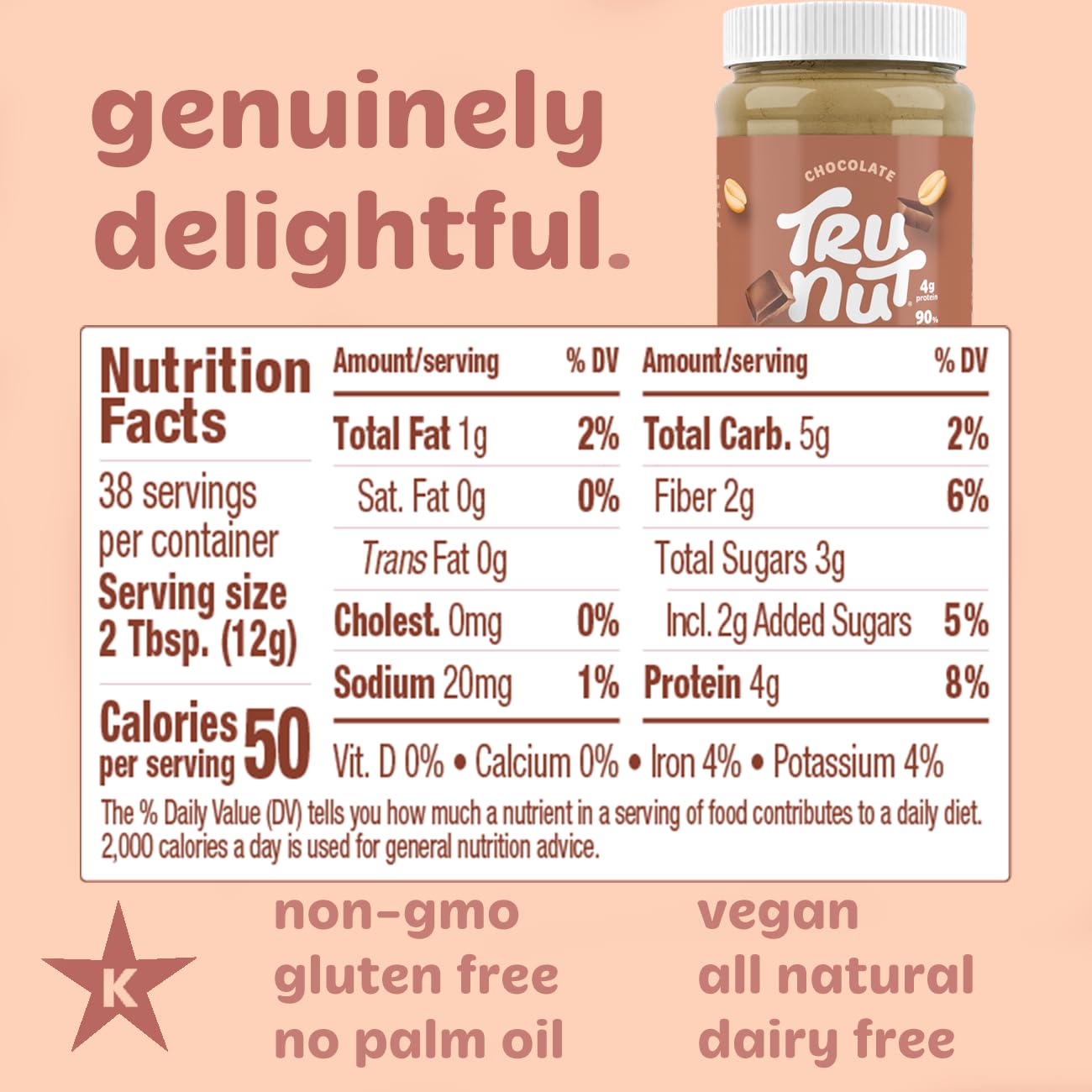 Tru-Nut Chocolate Peanut Butter Powder - 16oz, 6g Protein, 90% Less Fat | Low Carb, Gluten Free | Perfect for Smoothies, Protein Shakes, Baking & Healthy Snacks | Great for Weight Loss & Fitness Lovers