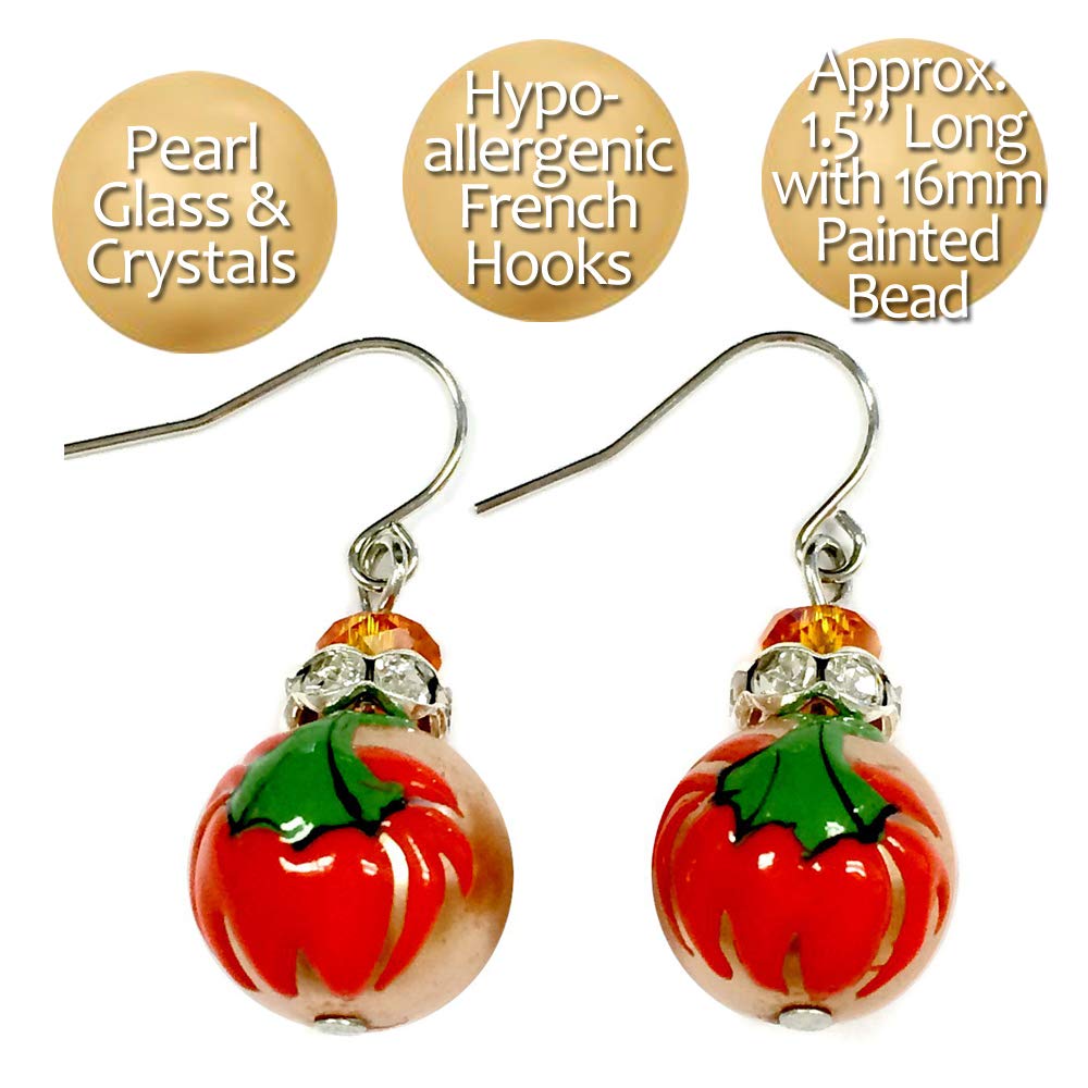 Handmade Fall Earrings with Painted Glass Beads - French Hook Dangle Earrings in Multicolor | Perfect for Autumn Outfits, Thanksgiving, and Holiday Parties