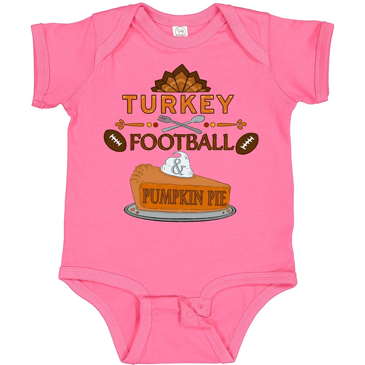 Inktastic Cute Turkey Football & Pumpkin Pie Baby Bodysuit - Thanksgiving Outfit for Infants, Holiday Family Matching Outfits, Baby's First Thanksgiving Gift