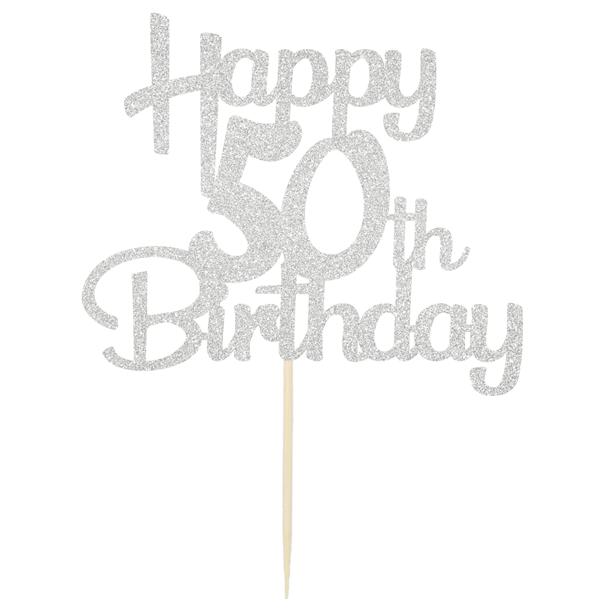 50th Birthday Cake Topper - Silver Glitter 50 Cake Decorations for Women & Men - Cheers to 50 Fabulous Party Supplies - 1 Pack - Perfect for Anniversary, Retirement & Milestone Celebrations