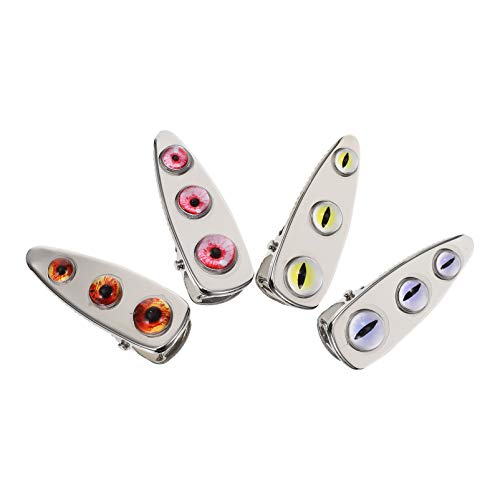 Amosfun 4-Piece Evil Eye Hair Clips Set - Vintage Devil Eyes Hairpins, Punk Hair Barrettes & Alligator Clips for Women & Girls - Perfect for Halloween, Carnival, Parties & Boho Fashion Accessories