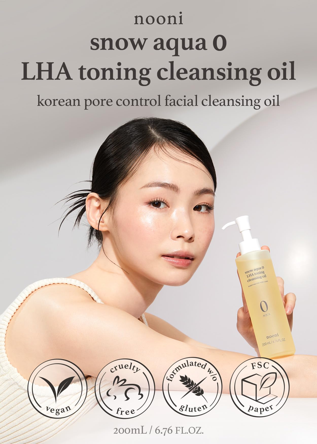 NOONI Korean Facial Cleansing Oil & Foam Wash Bundle - Snow Aqua 0 LHA Toning Pore Care Oil Cleanser (200ml x2) + Snowflake Whipping Foam Cleanser (150ml x2) | Deep Cleansing, Hydrating & Pore Minimizing | Perfect for Double Cleansing Routine & Daily Skincare