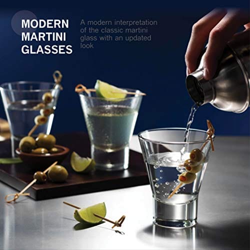 Bormioli Rocco 6-Pack YPSILON Stemless Martini Glasses Set - 8.5 oz Cocktail Glasses for Margarita, Manhattan, Bourbon, Vodka & Gin - Lead-Free Whiskey & Bar Glasses - Perfect for Home Bars, Parties & Entertaining