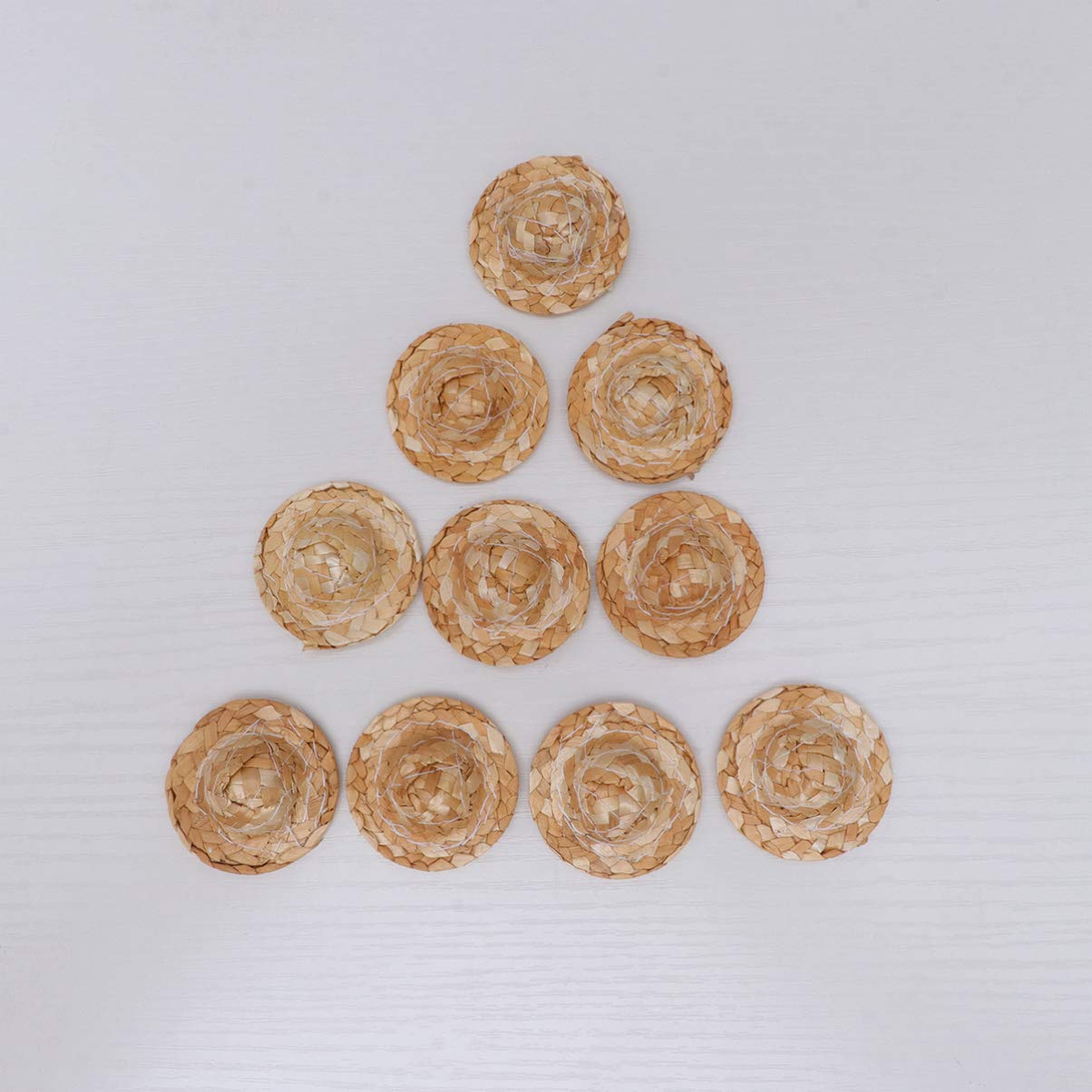 Mini Doll Straw Hat - 12pcs Handcraft Woven Cap for DIY Doll Toys (4cm) - Perfect for Doll Accessories & Crafting