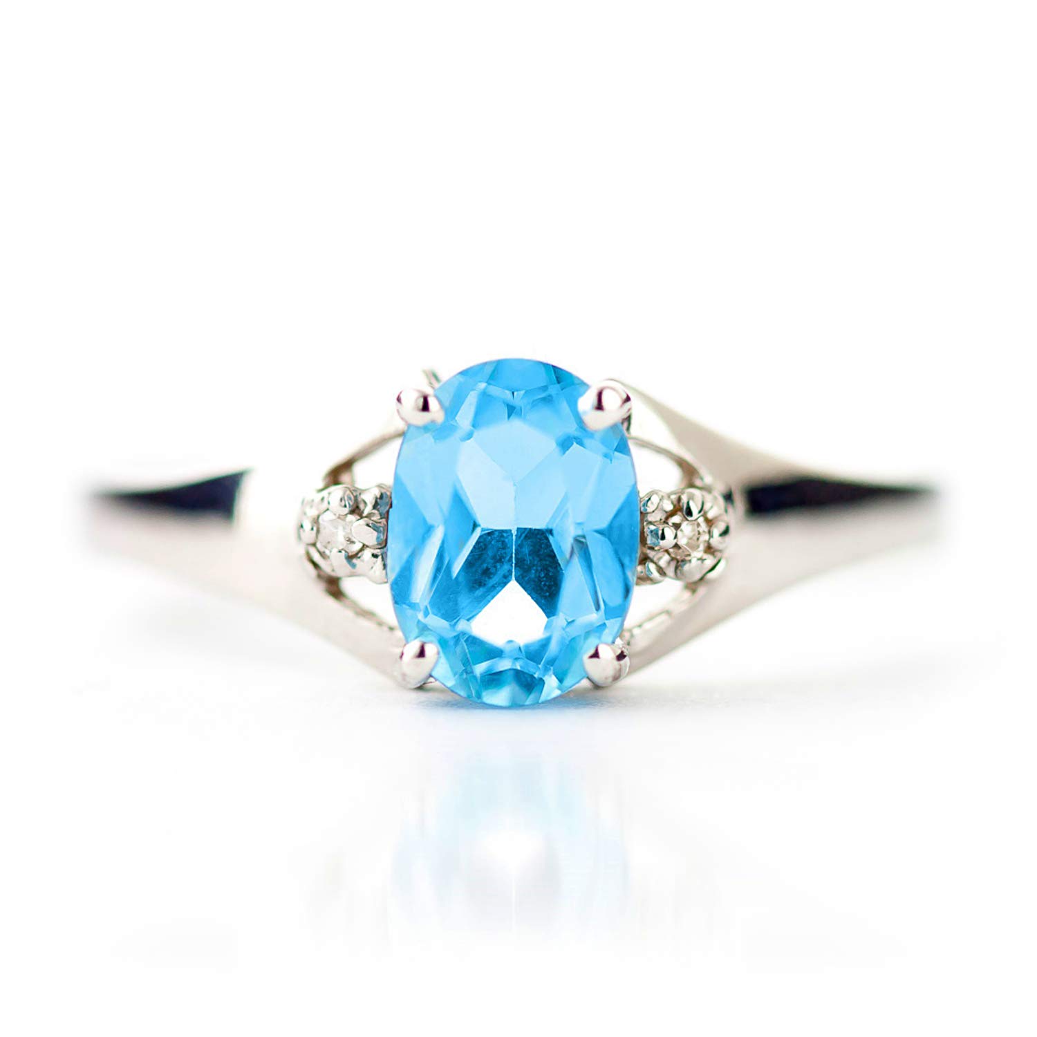 14K Yellow, White & Rose Gold Ring with Natural Diamonds & Blue Topaz - Elegant Jewelry for Weddings, Anniversaries & Special Occasions | Galaxy Gold GG Collection