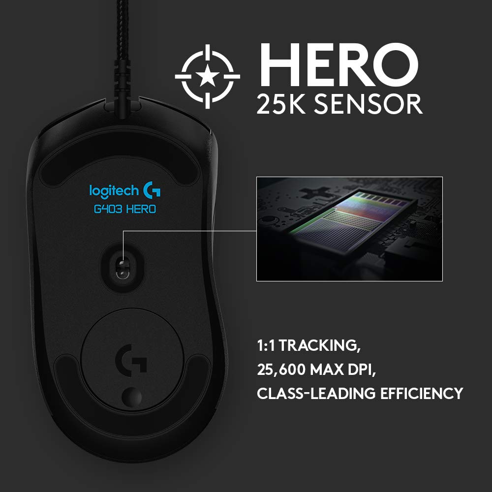 Logitech G413 SE Full-Size Mechanical Gaming Keyboard with G403 Hero 25K Gaming Mouse - Wired RGB Backlit Keyboard & High Precision Mouse for PC, Mac, PS4, Xbox Gaming & Office Work