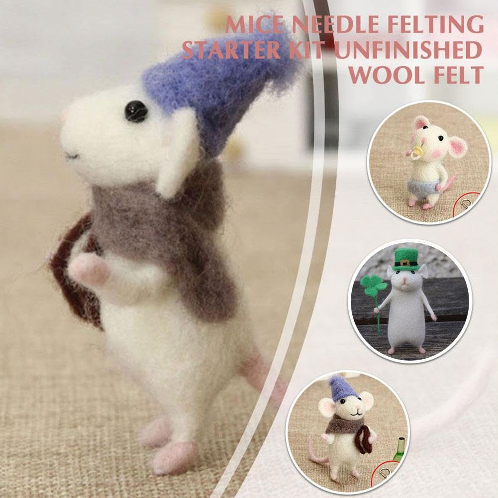DIY Needle Felting Kit for Beginners - Unfinished Felted Mouse Christmas Decorations, Handmade Wool Felt Mouse Craft for Holiday Desktop Decor | Perfect for Christmas Gifts, Home Decor & Craft Lovers