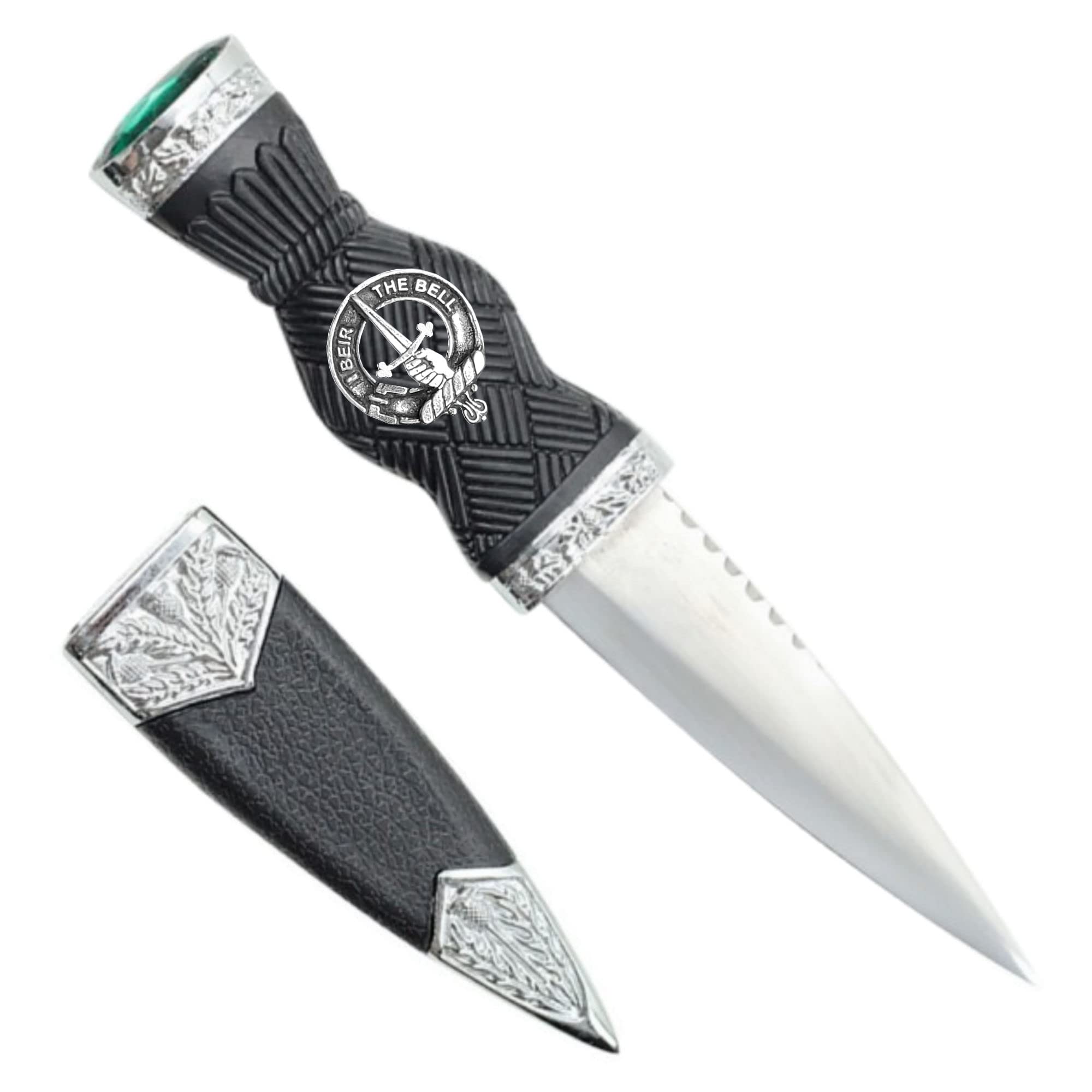 Authentic Scottish Clan Crest Sgian Dubh Knife with Bell - Perfect for Highland Dress, Weddings & Scottish Heritage Events