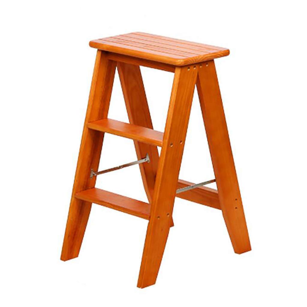 LSNLNN 4-Step Wooden Folding Ladder - Sturdy Household Step Stool with Dual Purpose for Home, Kitchen, Garage & Garden Use