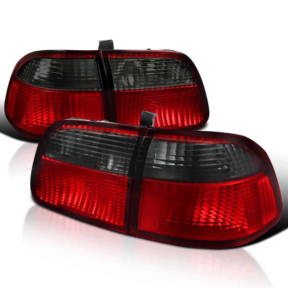 Spec-D Tuning Red Smoke LED Tail Lights for 1999-2000 Honda Civic Sedan - Left & Right Pair Assembly - Enhances Style & Visibility for Night Driving & Car Shows