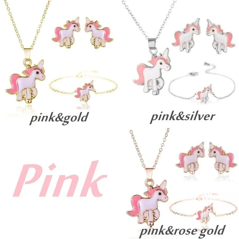 Unicorn Necklace and Earrings Set - Cute Fantasy Jewelry for Women & Girls - Perfect for Birthday Gifts, Cosplay, and Fairy-Themed Parties