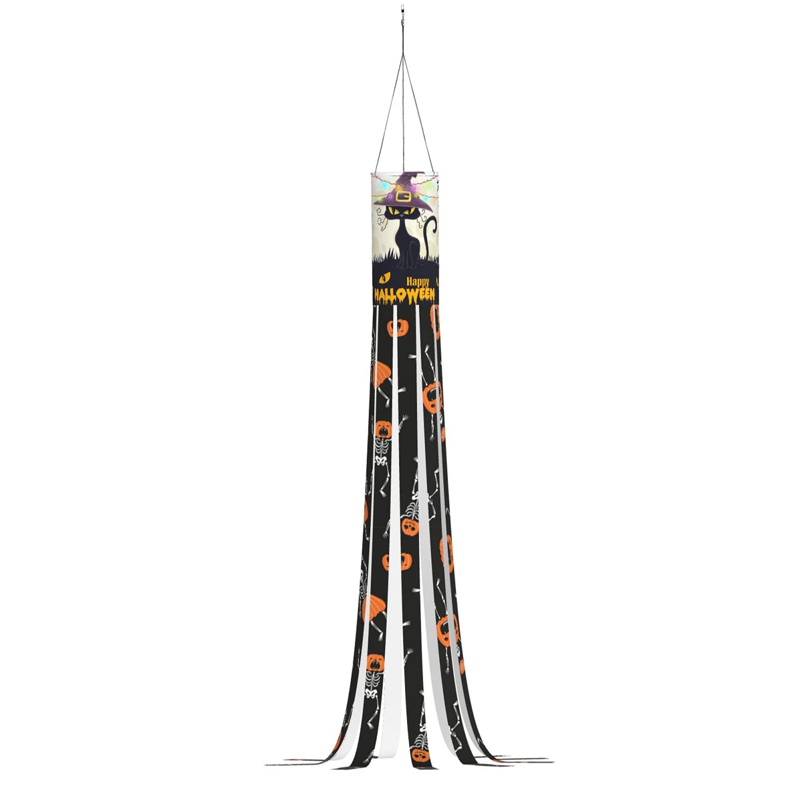 Black Cat Halloween Windsock - Outdoor Hanging Decoration for Front Yard, Patio, Lawn & Garden Parties | Spooky Holiday Decor for Halloween Festivities