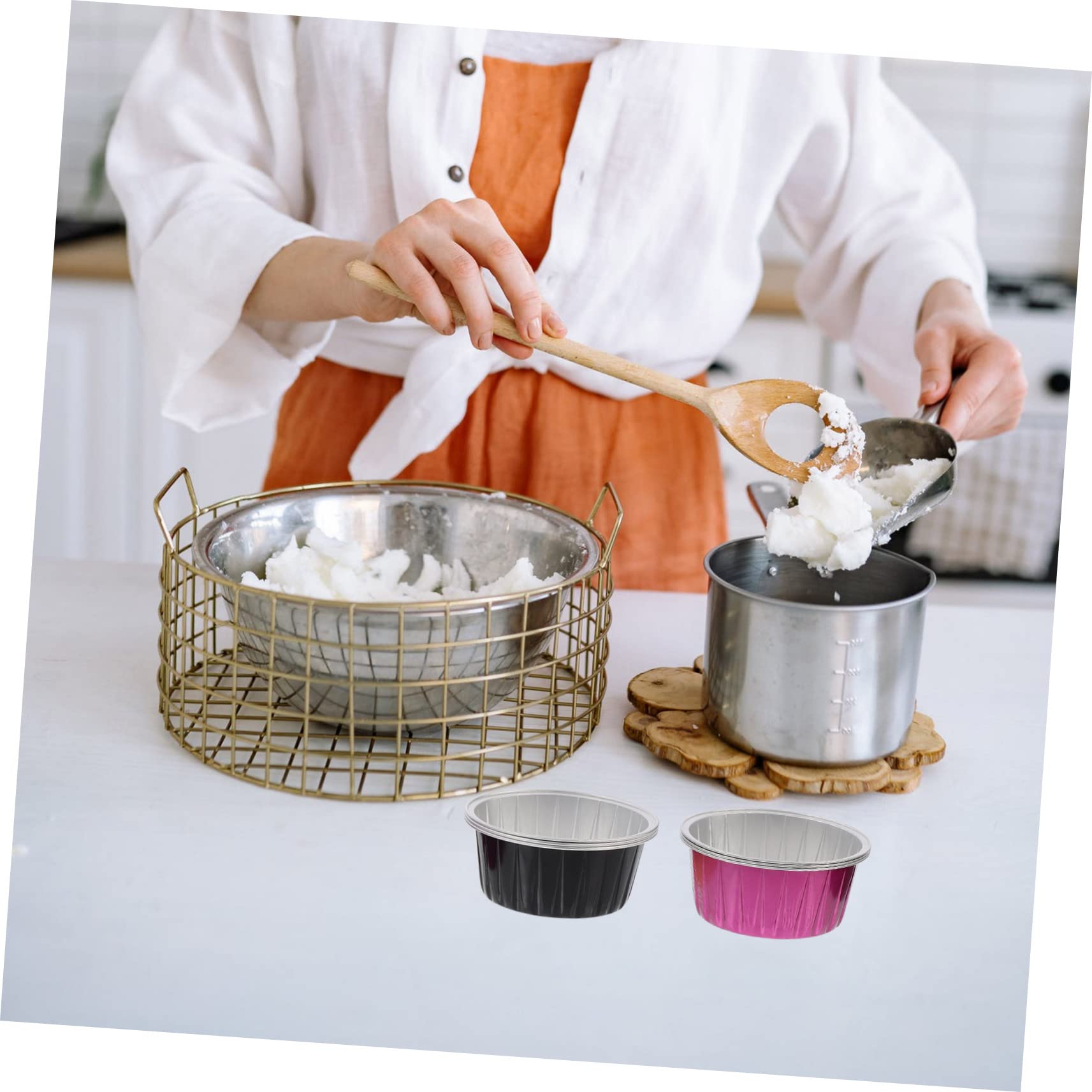 6-Piece Wax Melting Bowls Set - Aluminum Foil Wax Warmer Accessories for Candle Making, Wax Melting Machine Holder & Mini Candle Heating Tools - Perfect for DIY Candle Crafting, Home Waxing & Spa Treatments