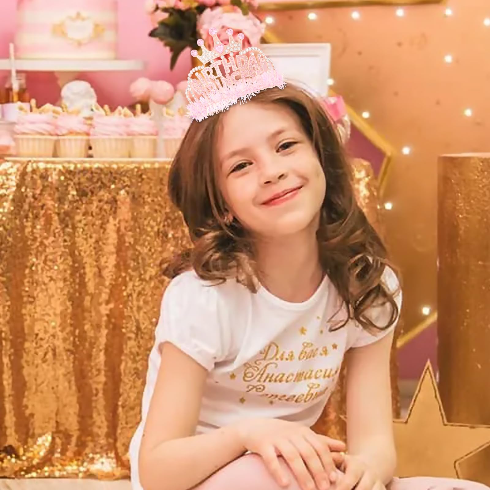 Pink Princess Crown for Girls & Women - Birthday Tiara for Party Decorations, Gifts & Celebrations | Perfect for Birthday Parties, Pageants, Dress-Up & Special Events