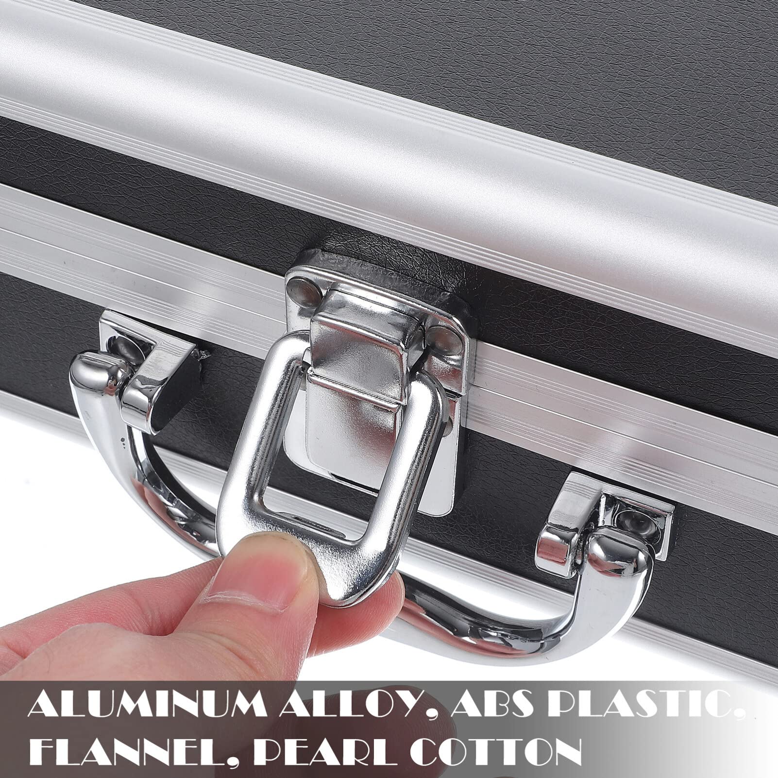 GANAZONO Aluminum Alloy Toolbox - Heavy Duty Portable Tool Storage Case with Handle, Organizer for Home, Workshop & Outdoor Travel - Perfect for Tools, Equipment & DIY Projects (Black)