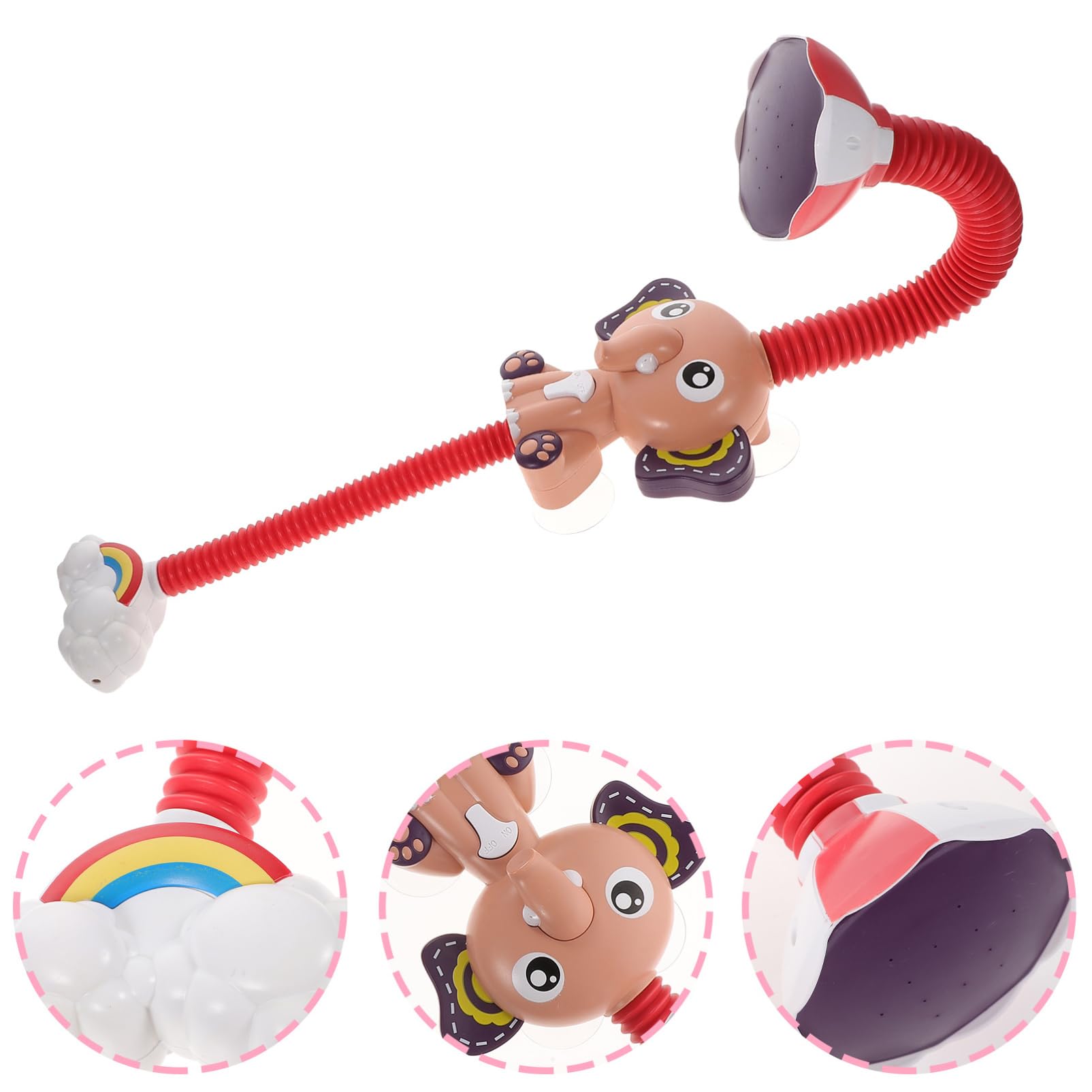 DRESSOOS Electric Shower Head Baby Bath Toys - Waterproof Plastic Shower Toys for Toddlers & Kids (Red) - Fun Bathtime Play & Sensory Development