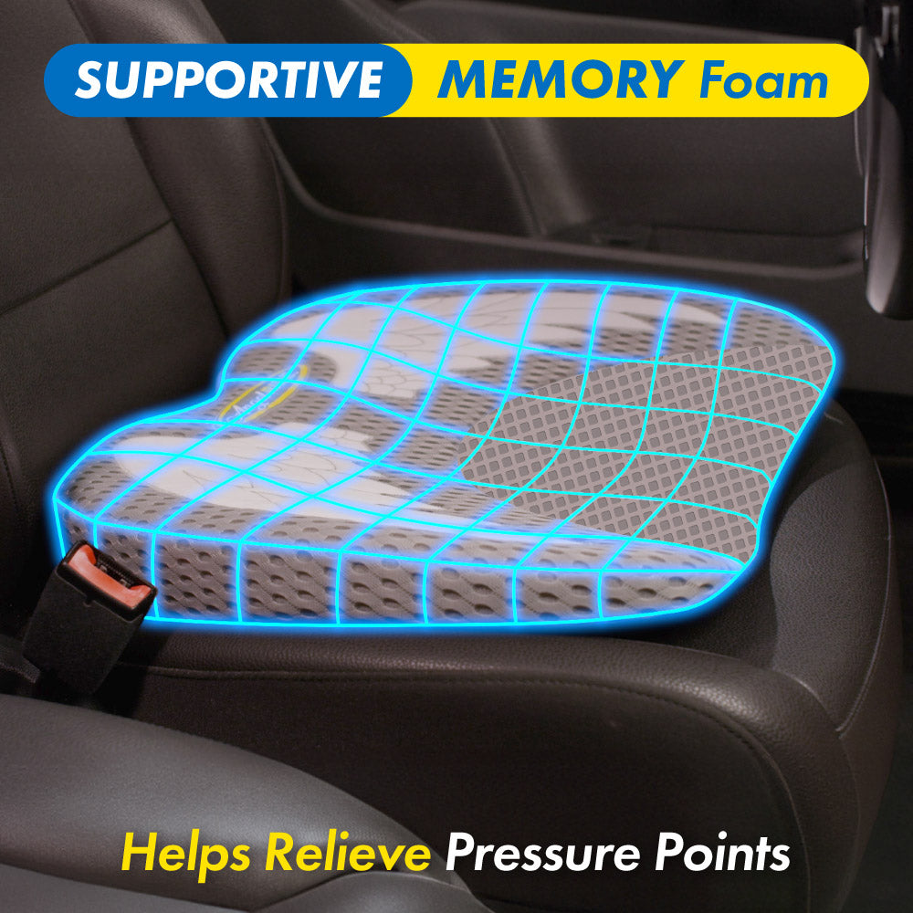 Angel Ride Memory Foam Car Seat Cushion - Premium Lumbar Support for Long Drives & Office Chairs | Comfortable Back Pain Relief for Drivers & Truckers