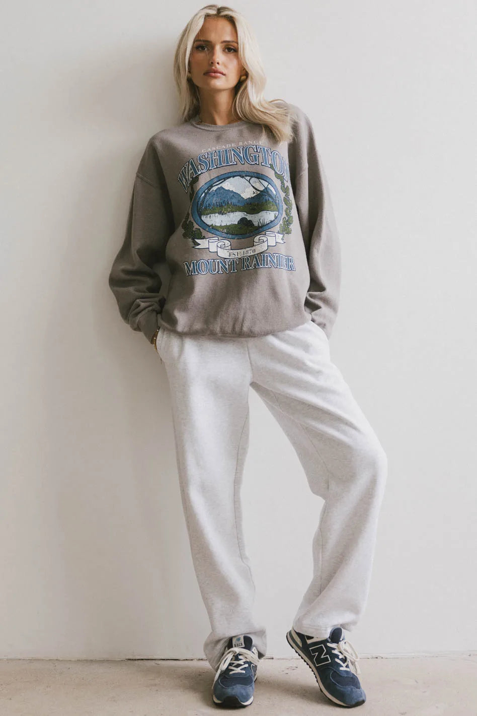 Mount Rainier Grey Crewneck Sweatshirt - Cozy & Stylish Pullover for Outdoor Adventures & Casual Wear - FINAL SALE