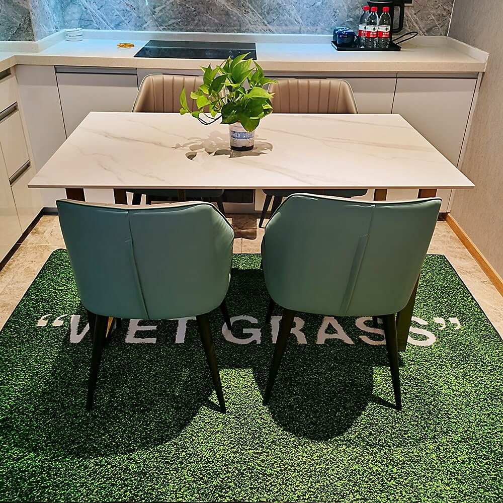 FLYLH Soft Plush Grass Rug - 23.62x35.43 Inch Green Artificial Turf Carpet for Living Room, Bedroom, Nursery Decor - Non-Slip Floor Mat for Indoor Sofa, Bay Window, Play Area & Home Decoration