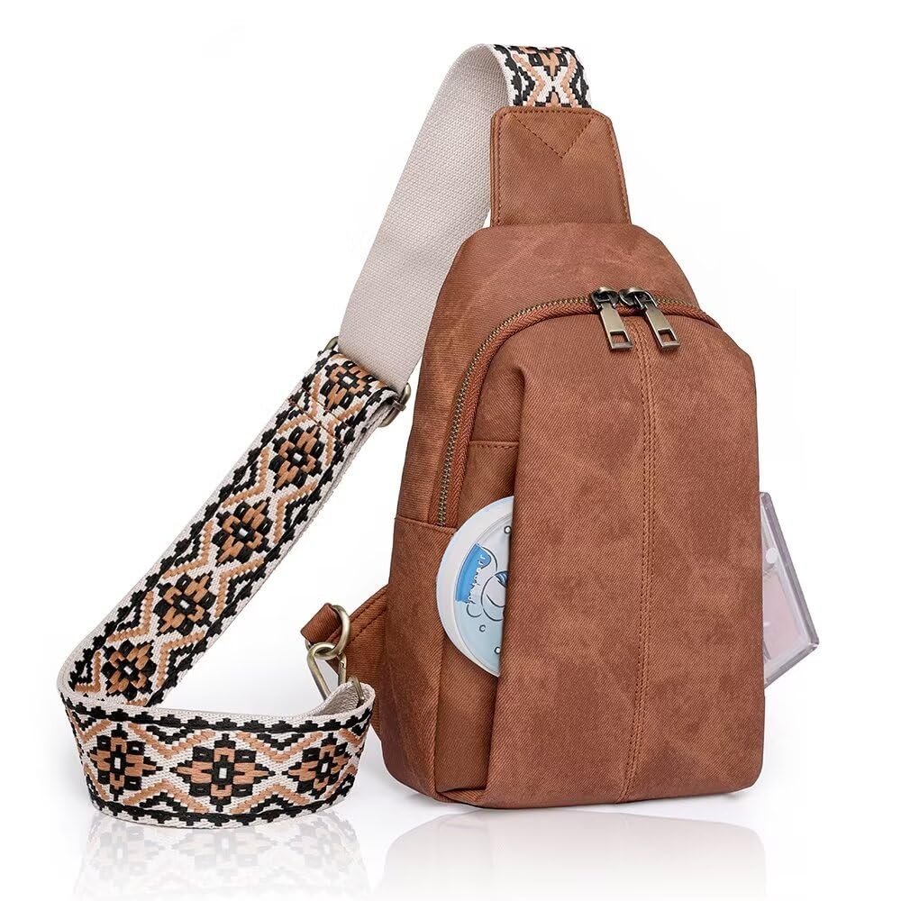 Women's Vegan Leather Sling Bag - Adjustable Crossbody Purse for Travel & Daily Use