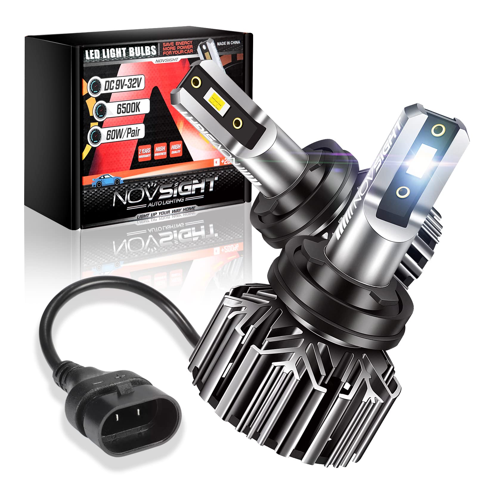 NOVSIGHT H11/H8/H9 LED Headlight Bulbs - 13000LM 6500K Cool White - for Night Driving